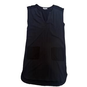 Velvet By Graham & Spencer Black Sleeveless Shift Dress Cotton Minimalist XS